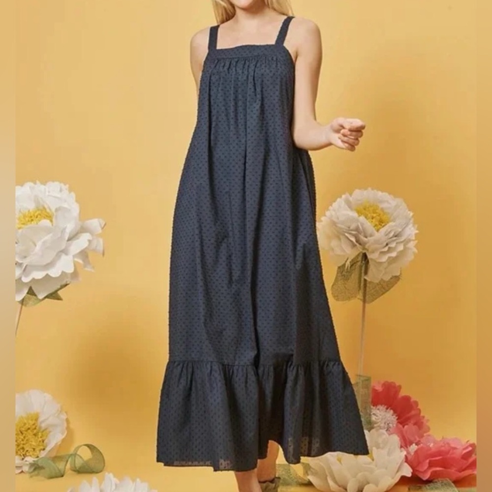 LDT “Blair” Square Neck Tiered Waistless Maxi Dress
